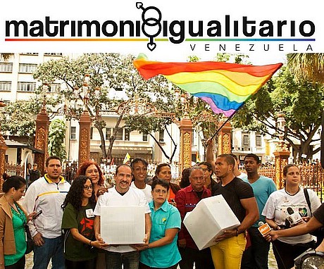 Übergabe von  20'000 Unterschriften für gleichgeschlechtliche Zivilehe in Caracas